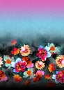 Colorful abstract digital flowers design background