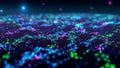 Colorful abstract digital network with glowing particles and connections technology Royalty Free Stock Photo