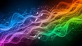 Colorful Abstract Digital Wave Background with Technology Elements Futuristic Data Flow Spectrum Royalty Free Stock Photo