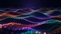 Colorful abstract digital wave pattern with glowing dots and grid lines image photo Royalty Free Stock Photo