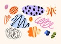 Colorful Abstract Doodle Scribble Vector Set with Textured Shapes and Brush Patterns Royalty Free Stock Photo