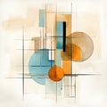 Abstract Watercolor Illustration In Geometric Modernism Style
