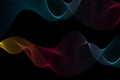 Colorful abstract dynamic wave lines flowing on a black background for technology, music, science and the digital world Royalty Free Stock Photo