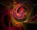 Colorful abstract energy discharge in deep darkness.