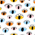 Colorful abstract eyes, vector seamless pattern