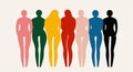 Colorful abstract figures standing in a row