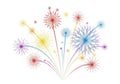 Colorful abstract fireworks exploding in a celebration on white background Royalty Free Stock Photo