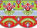 Colorful abstract floral kalamkari outline border design