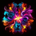 Colorful Abstract Flower: A Mystic Symbolism Of Fluid Dynamic Brushwork
