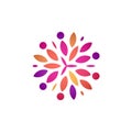 Colorful abstract flower vector round logo template for floral and decorate business, colored leaves emblem concept