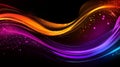 Colorful Abstract Flowing Lines with Glowing Particles on Dark Background, Data Transmission Concept Royalty Free Stock Photo
