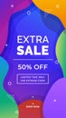 Colorful abstract fluid liquid geometric shape social media story vertical poster background template design. Extra sale discount Royalty Free Stock Photo