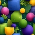 Colorful Abstract Geometric Seamless Pattern with Spheres and Royalty Free Stock Photo