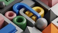 Colorful Abstract Geometric Shapes and Forms in a 3D Composition Royalty Free Stock Photo