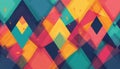 Colorful abstract geometric shapes overlap creating a vibrant mosaic pattern. Rhombus forms interlock in dynamic composition. Royalty Free Stock Photo