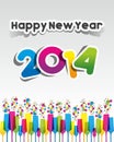Colorful Abstract Happy New Year 2014 Card Royalty Free Stock Photo