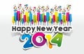 Colorful Abstract Happy New Year 2014 Card Royalty Free Stock Photo