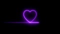 Colorful abstract heart line neon blazing symbol sign on black background. Heart beat neon line glowing moving motion. Royalty Free Stock Photo