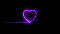 Colorful abstract heart line neon blazing symbol sign on black background. Heart beat neon line glowing moving motion. Royalty Free Stock Photo