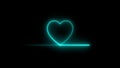 Colorful abstract heart line neon blazing symbol sign on black background. Heart beat neon line glowing moving motion. Royalty Free Stock Photo