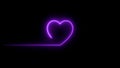 Colorful abstract heart line neon blazing symbol sign on black background. Heart beat neon line glowing moving motion. Royalty Free Stock Photo