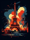 Colorful and abstract illustration of the iconic Eiffel Tower Royalty Free Stock Photo