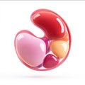 This colorful illustration depicts a stylized, abstract kidney with a range of vibrant colors. Royalty Free Stock Photo