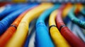 Vibrant Corrugated Conduit: A Colorful Abstract of Tech, Cables, and Connectivity Royalty Free Stock Photo