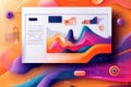 A colorful and abstract image of a website with a lot of graphs and numbers Royalty Free Stock Photo