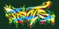 Colorful Abstract Isolated Graffiti Street Art Style Word Roots Lettering Vector Illustration Template