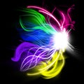 Colorful Abstract Light Shape with Fractal Effect, Bright Flare with Glowing Waves of Lines