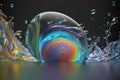 Colorful abstract macro background of holographic iridescent flares on water surface, generative ai Royalty Free Stock Photo