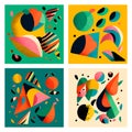 Colorful abstract arty modern creative geometric art poster design set