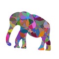 Colorful abstract modern print with elephants silhouette,