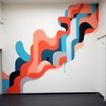Colorful Abstract Mural With Minimalist Graffiti Art Style