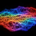 Colorful, abstract network of interconnected lines forming a three-dimensional Royalty Free Stock Photo