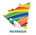 Colorful abstract nicaragua map vector.