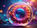 Colorful abstract organic structure within a transparent sphere Royalty Free Stock Photo