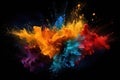 Colorful abstract paint explosion isolated on black background. Abstract colored background, Color dust splash on a dark black Royalty Free Stock Photo