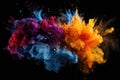Colorful abstract paint explosion isolated on black background. Abstract colored background, Color dust splash on a dark black Royalty Free Stock Photo