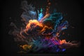 Colorful abstract paint explosion isolated on black background. 3d rendering Royalty Free Stock Photo