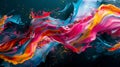 Colorful abstract paint splash creating vibrant patterns on a dark background