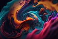 a colorful abstract painting with a black background and a red and yellow swirl on the bottom of the image Royalty Free Stock Photo