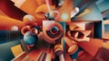 A colorful abstract painting of a bunch of different shapes, AI