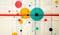A colorful abstract painting with circles of different sizes and colors