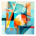 Colorful Abstract Painting With Geometric Shapes