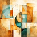 Colorful Abstract Painting With Geometric Shapes In Cubism Style