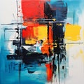 Colorful Abstract Painting Inspired By Theater In The Style Of Gerhard Richter