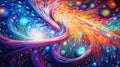 A colorful abstract painting of a swirling vortex, AI