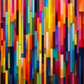 Colorful Abstract Painting On Wall: Vibrant Wood Veneer Mosaic Style